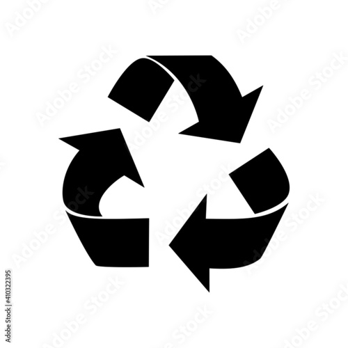 black recycle icon. Recycle label separately on white background