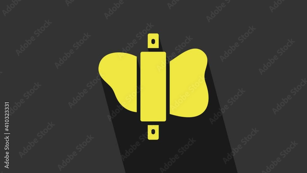 Yellow Rolling pin on dough icon isolated on grey background. 4K Video motion graphic animation Yellow Rolling pin on dough icon isolated on grey background. 4K Video motion graphic animation