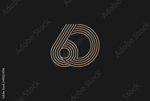 Number 60 Logo, Monogram Number 60 logo multi line style, usable for anniversary and business logos, flat design logo template, vector illustration