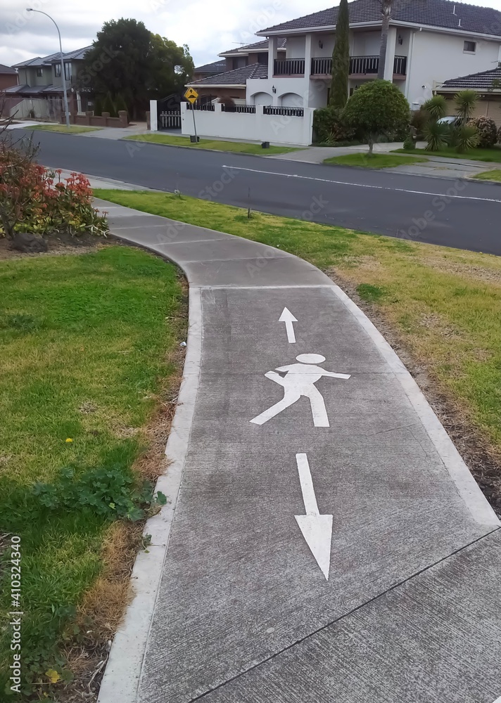 Obraz premium sign on the street for walkers, Melbourne, Australia