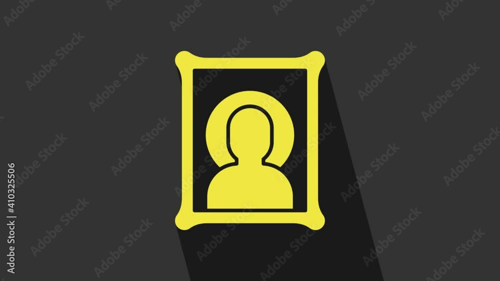 Yellow Christian icon isolated on grey background. 4K Video motion graphic animation Yellow Christian icon isolated on grey background. 4K Video motion graphic animation