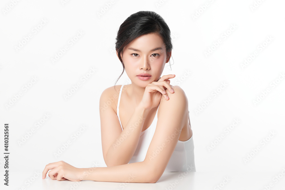 Beautiful young asian woman with clean fresh skin on white background, Face care, Facial treatment, Cosmetology, beauty and spa, Asian women portrait Beautiful young asian woman with clean fresh skin on white background, Face care, Facial treatment, Cosmetology, beauty and spa, Asian women portrait
