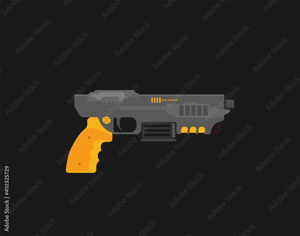Futuristic Sci-Fi Pistol flat vector. Weapon. Gun. Futuristic Sci-Fi Pistol flat vector. Weapon. Gun.