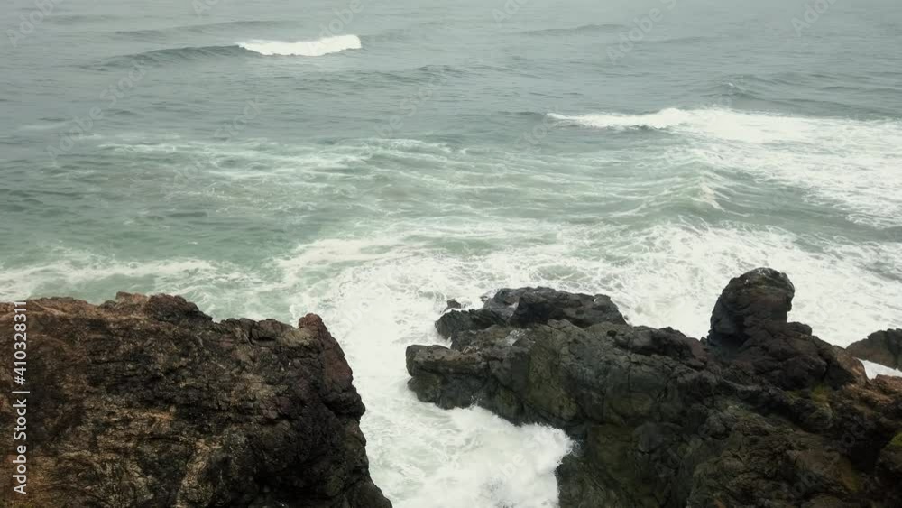 Port Macquarie, Australia - Ocean Waves Crashing On The Rocks - Wide Shot Port Macquarie, Australia - Ocean Waves Crashing On The Rocks - Wide Shot