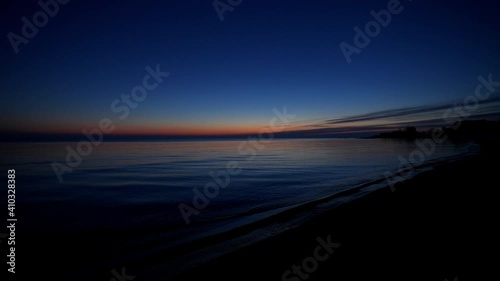 Sun rise on Lake Superior in winter 