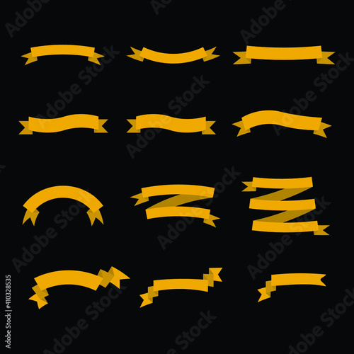 3d golden ribbon confetti set Free Vector
