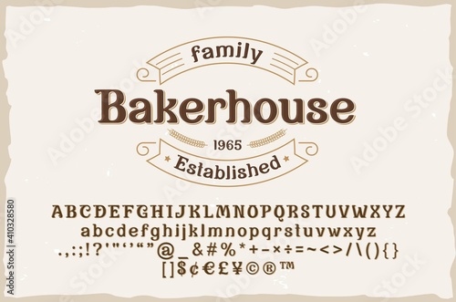 Bakerhouse. Vintage elegant serif font with badge