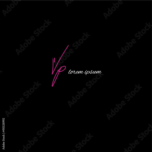 VP v p Initial handwriting creative fashion elegant design logo Sign Symbol template vector icon