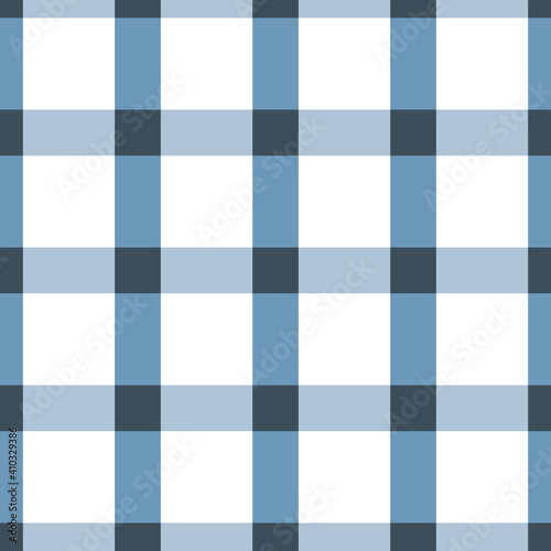 Vector blue and white colored plaid or check seamless pattern background. Good use for fabric, wallpaper, kitchen towel, home decor etc.