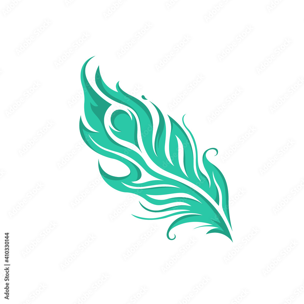Feather Pracock Logo Simple Design