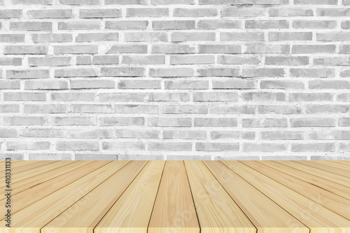 Wood wooden floor brick wall Empty copy spec design background