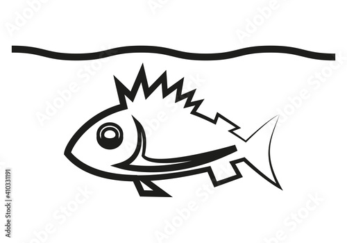 Icono negro de pez con agua.