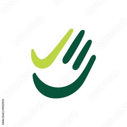 hand palm check high five finger green logo vector icon illustration