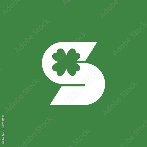 s letter mark clover leaf negative space logo vector icon illustration photo