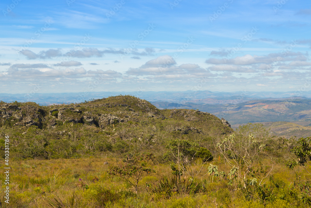 Blue Sky with intersting cloud formation in the Serra do Cipo National Park in Minas Gerais, Brazil