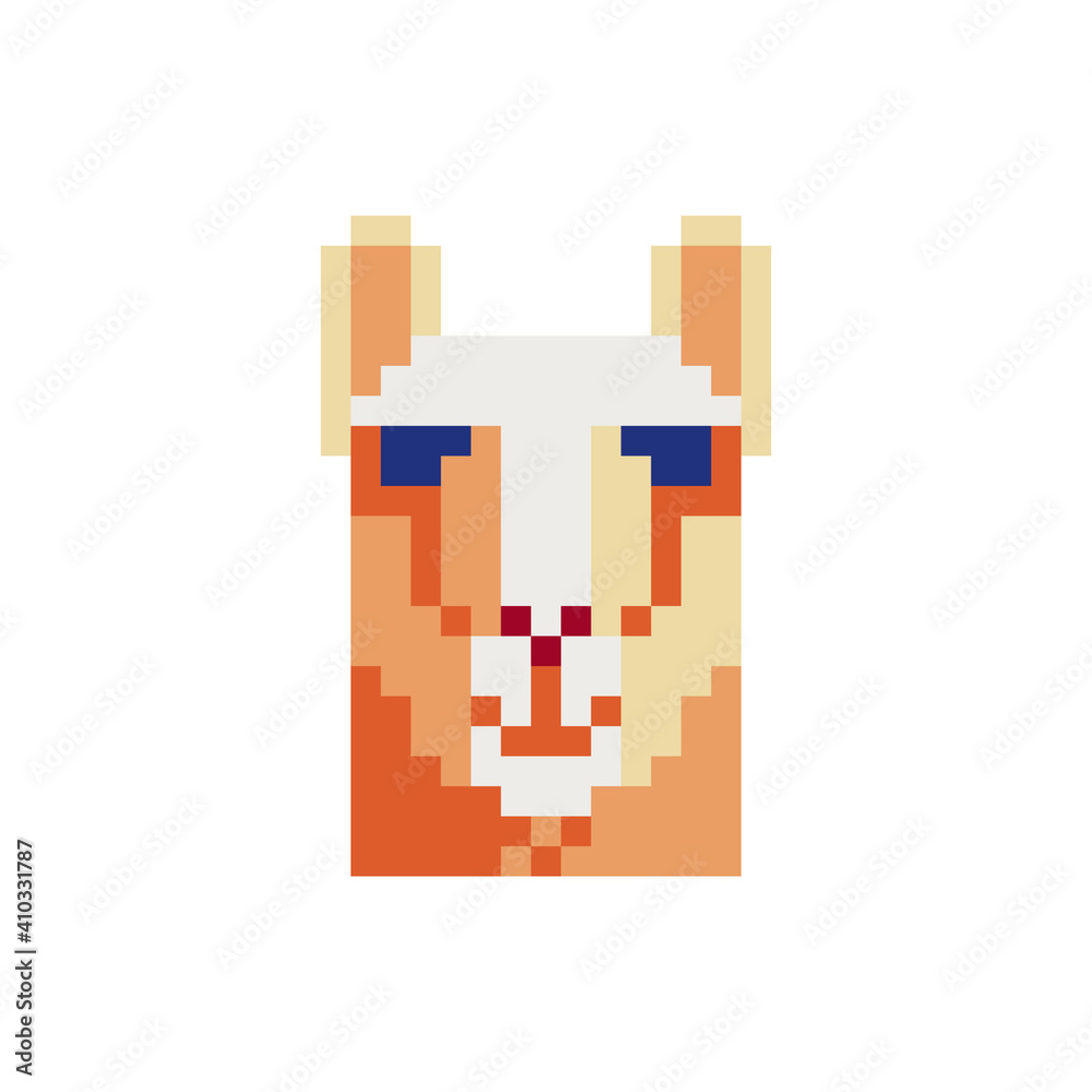 lama, llama head in the shape of a square pixel art icon. Element design for stickers, logo, embroidery, mobile app. Isolated vector illustration. lama, llama head in the shape of a square pixel art icon. Element design for stickers, logo, embroidery, mobile app. Isolated vector illustration.