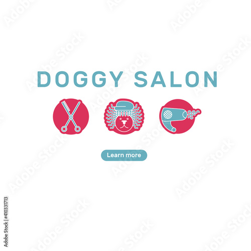 Colored icons, stickers, logos pet grooming services for apps.