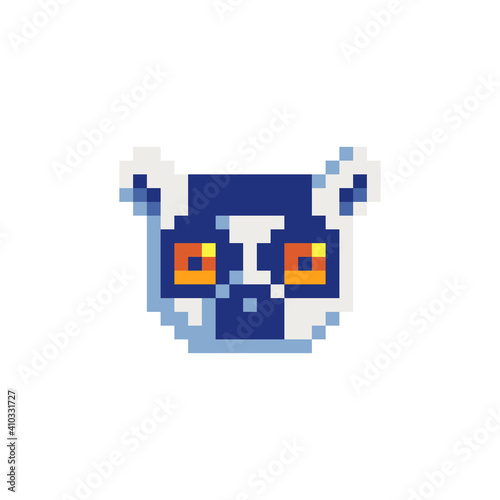 Ferret head pixel art  icon isolated vector illustration. Element design for stickers, logo, embroidery, mobile app. Face of cartoon ferret flat style.