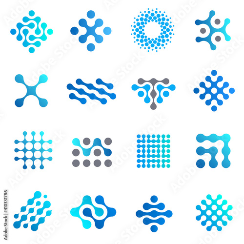 Set of vector design template. Nanotechnology icons.