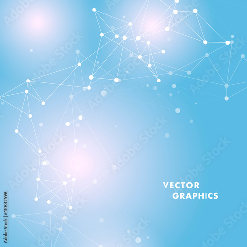 White lines dots connect. Abstract futuristic network. Vector illustration