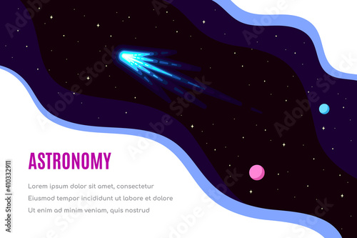 Outer Space Concept Banner Template In Flat Style