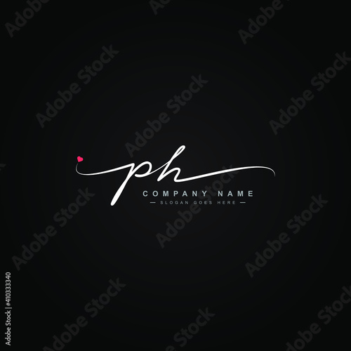 PH Initial Letter Logo - Hand Drawn Signature Logo
