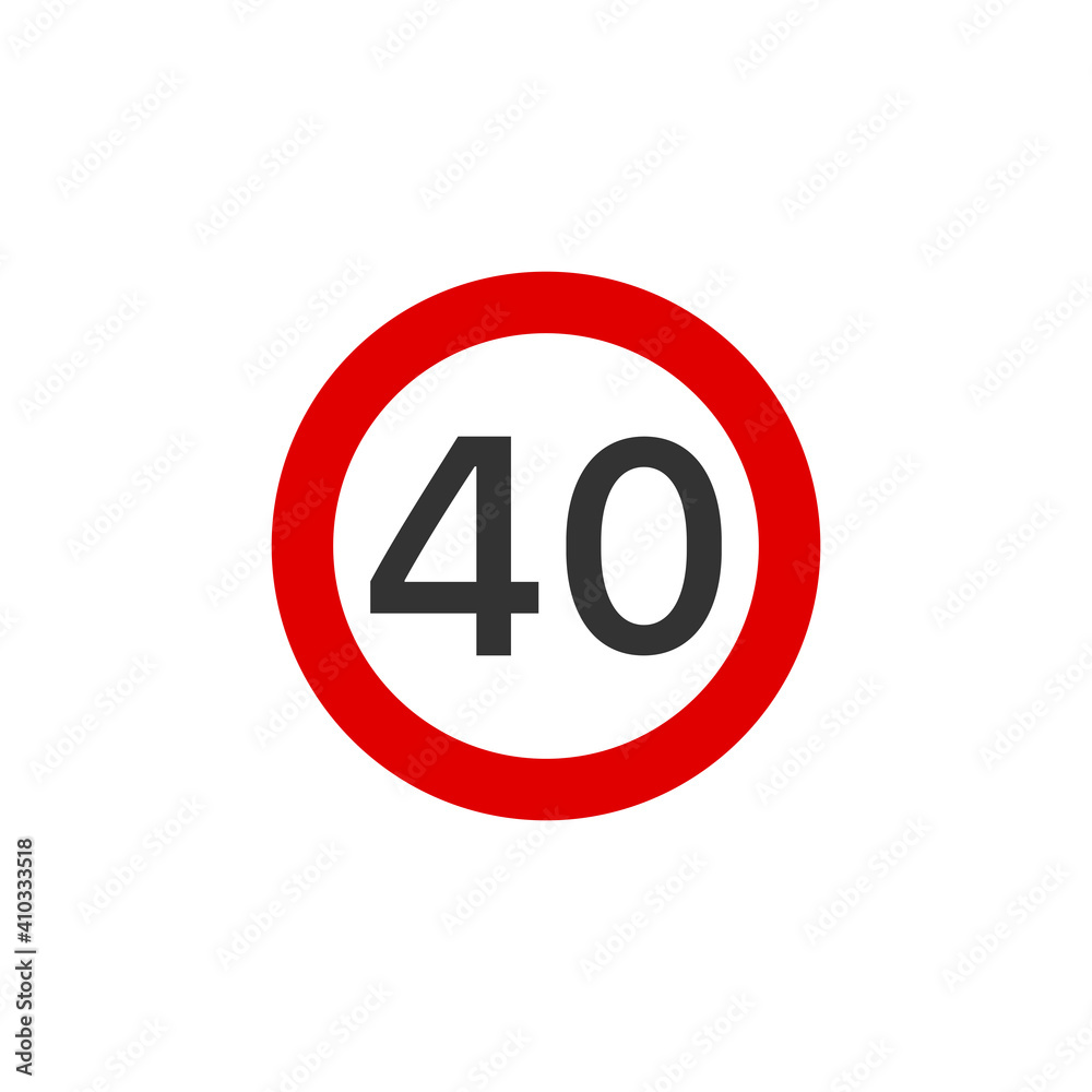 40 speed limit road sign icon. Traffic signs symbol modern, simple, vector, icon for website design, mobile app, ui. Vector Illustration 40 speed limit road sign icon. Traffic signs symbol modern, simple, vector, icon for website design, mobile app, ui. Vector Illustration