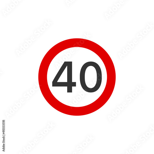 40 speed limit road sign icon. Traffic signs symbol modern, simple, vector, icon for website design, mobile app, ui. Vector Illustration