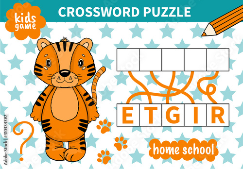 Children board animal game crossword for preschoolers and primary school students worksheets.Page read and match for kids educational book.