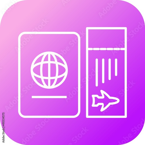 Unique Ticket And Passport Line Vector Icon