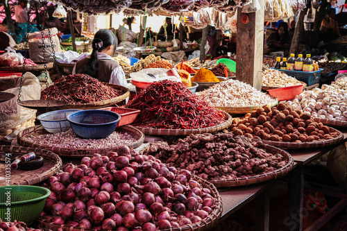 Food Market at Pyin Oo Lwin, Maymyo, Shan State of Myanmar, former Burma.
