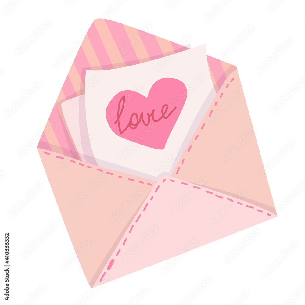 Letter. A message in an envelope. Declared in love. Simple drawing in pastel colors. Vector illustration drawn in cartoon style isolated on white background