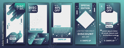 Set of social media Ig networks stories sale banner background with creative gradient colored. Editable template design for ig story, ig frame, poster, coupon, gift card. Vector illustration