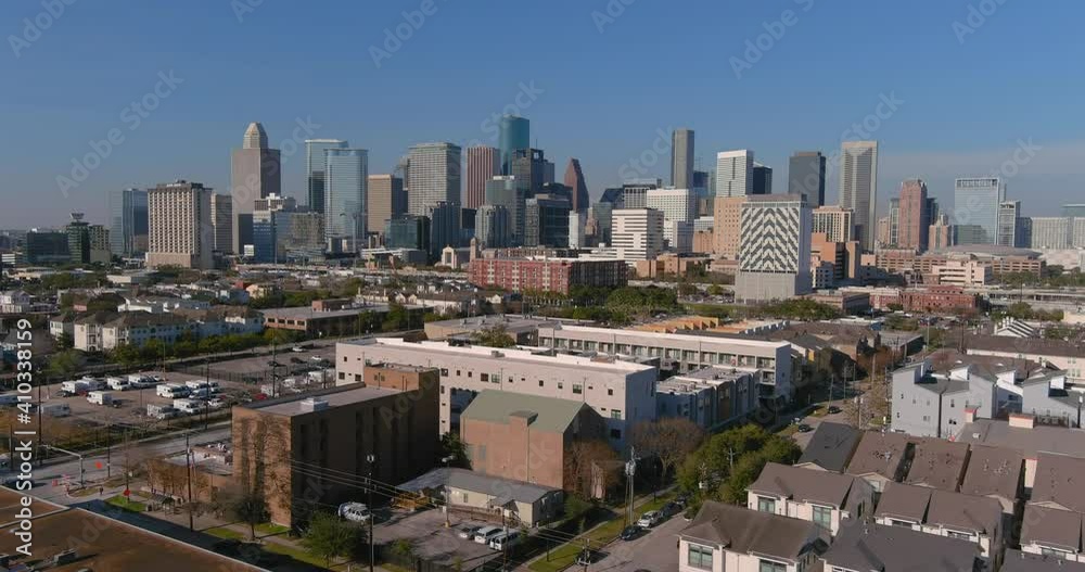 4k aerial view of downtown Houston skyline and surrounding area 4k aerial view of downtown Houston skyline and surrounding area