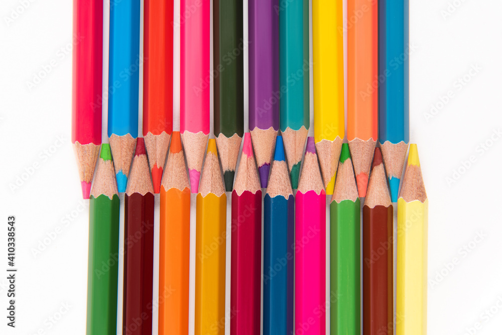 Close up macro shot of color pencil pile pencil nibs. Close up macro shot of color pencil pile pencil nibs.