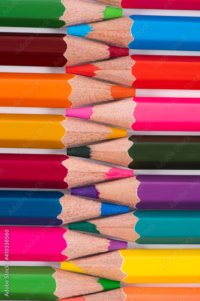 Close up macro shot of color pencil pile pencil nibs. Close up macro shot of color pencil pile pencil nibs.