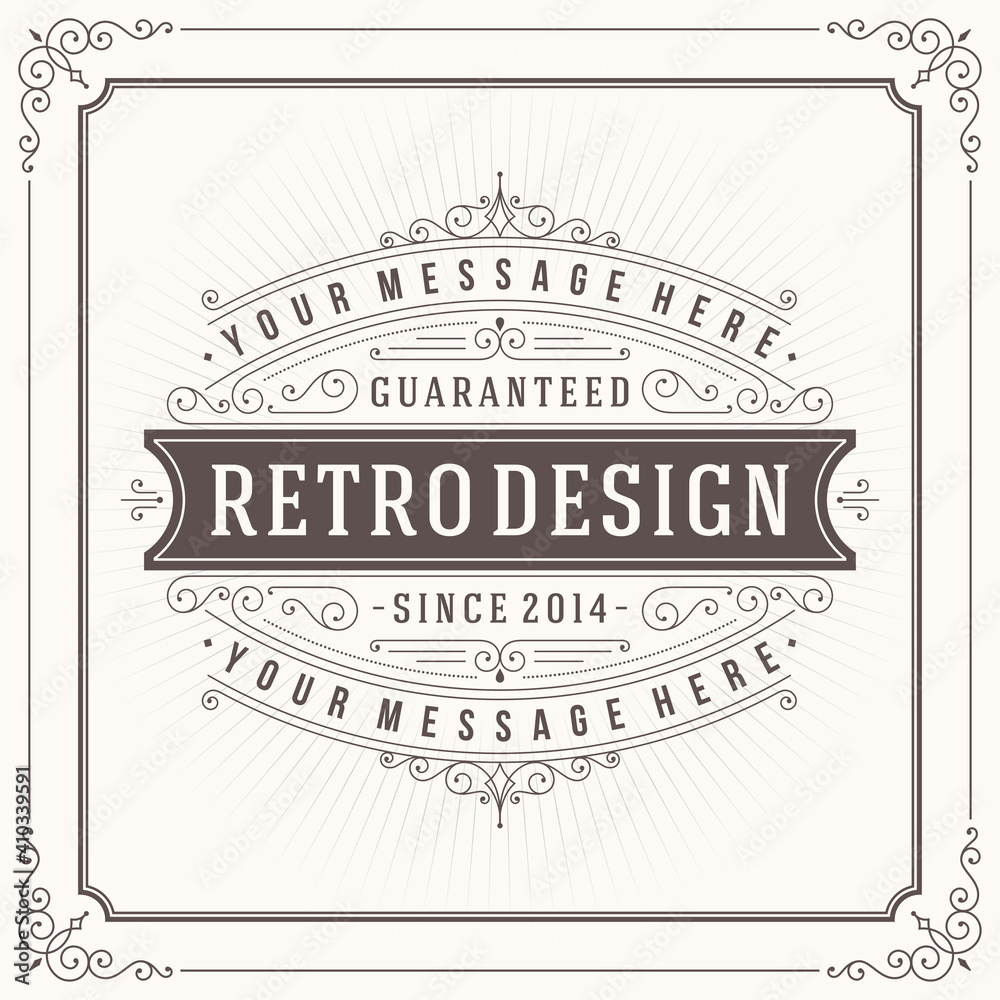 Fototapeta premium Vintage ornament greeting card calligraphic ornate swirls