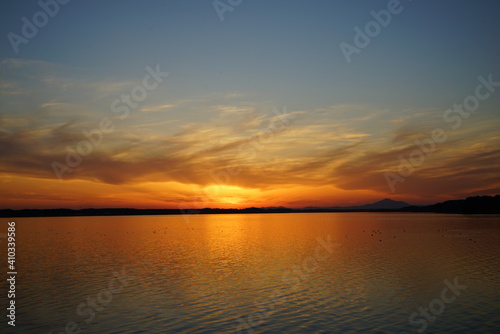 涸沼の夕景