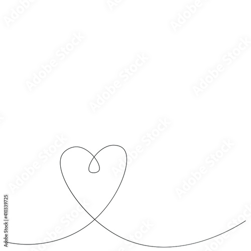 Valentines day background with heart one line, vector illustration