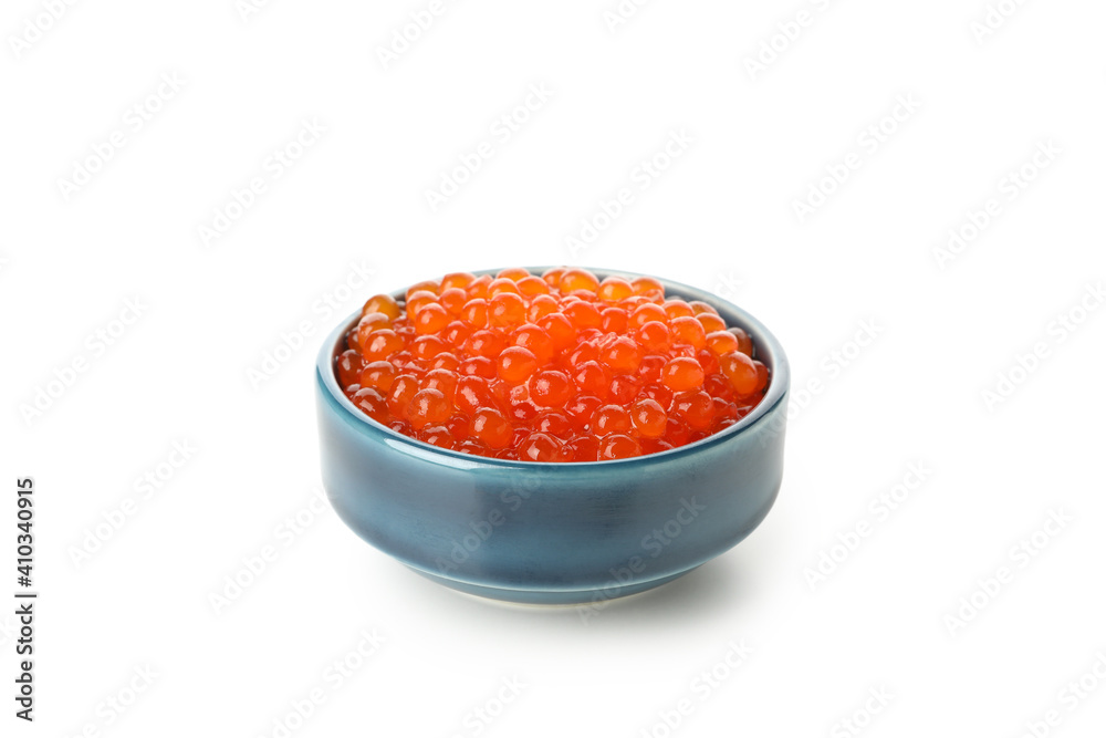 Sauce bowl with caviar isolated on white background Sauce bowl with caviar isolated on white background