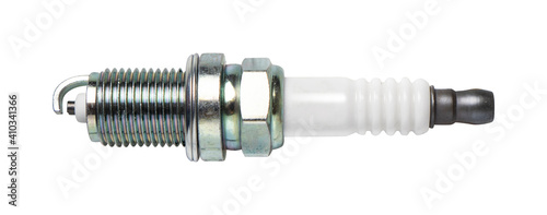 New automobile spark plug isolated on white. Ready for clipping path.