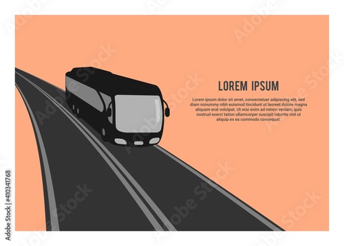 Traveling by bus. Simple silhouette illustration. 