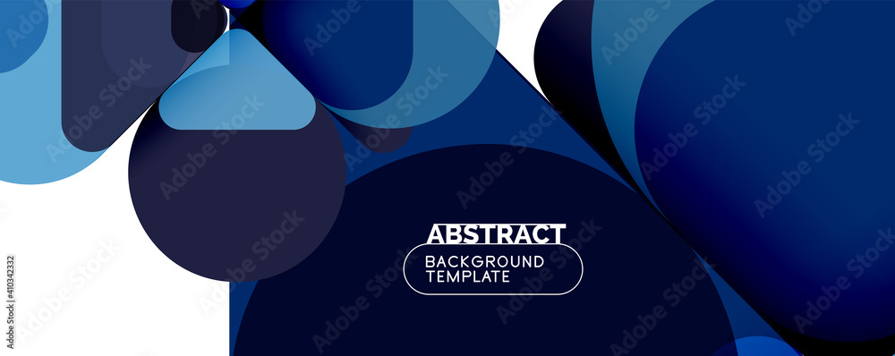 Flat geometric round shapes and dynamic lines, abstract background. Vector illustration for placards, brochures, posters and banners Flat geometric round shapes and dynamic lines, abstract background. Vector illustration for placards, brochures, posters and banners