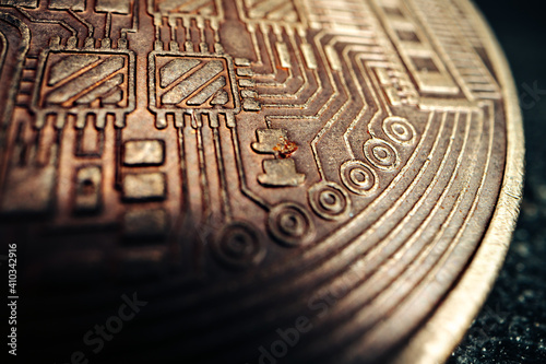 Close up photo of bitcoin crypto currency