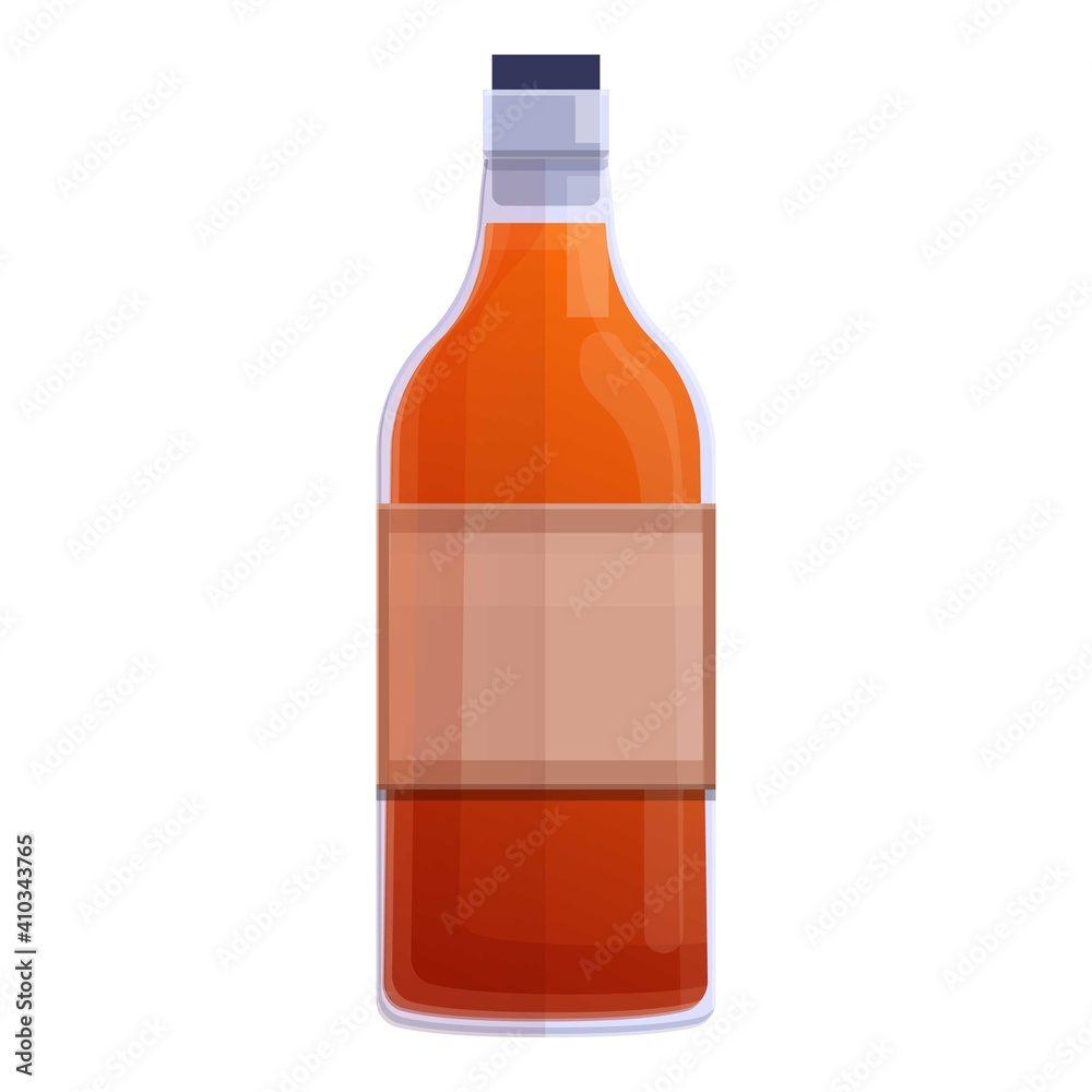 Bourbon whiskey bottle icon. Cartoon of bourbon whiskey bottle vector icon for web design isolated on white background