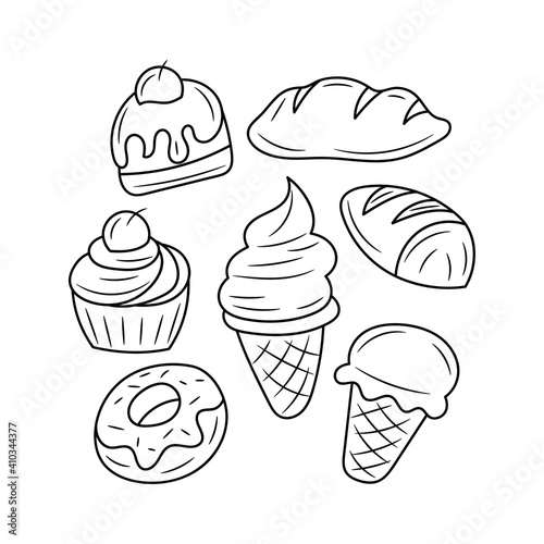 Sweets and bakery outline vector sign, linear style pictogram vector illustration, isolated on white