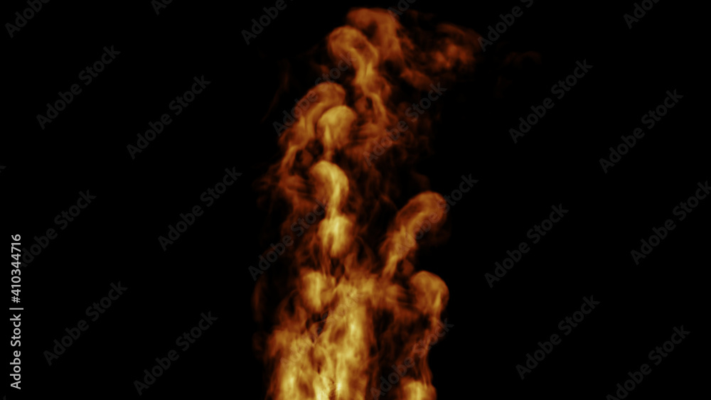 Fire Design on Black Background. Close-up Fire Design on Black Background. Close-up