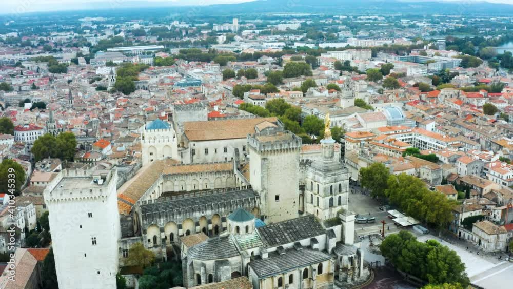 Flgiht over the Papal Palace in Avignon, France Flgiht over the Papal Palace in Avignon, France
