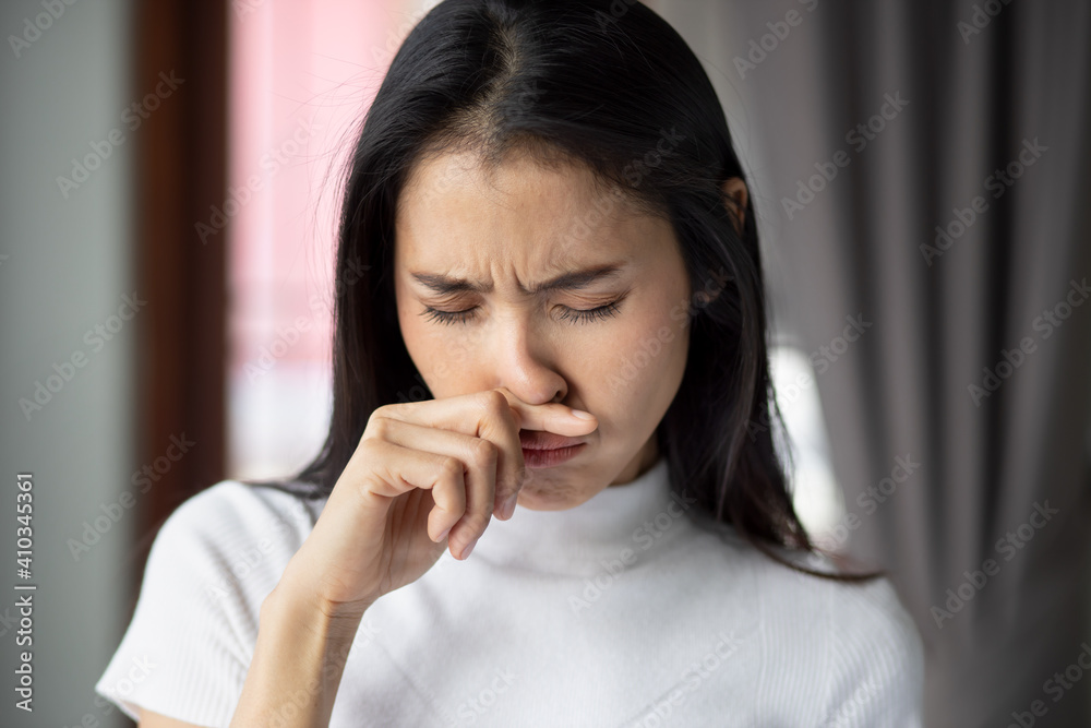 allergic sick woman or girl with runny nose, flu or covid-19 symptom, health care concept allergic sick woman or girl with runny nose, flu or covid-19 symptom, health care concept