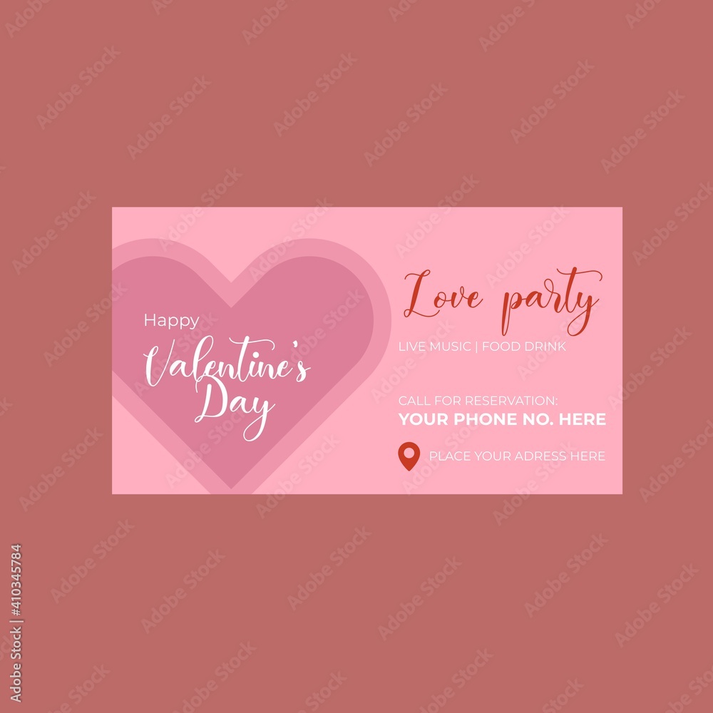 valentines day party invitation template eps 10. Cute love sale banner or greeting card. Red, rose pink, and white hearts border  vector illustration.